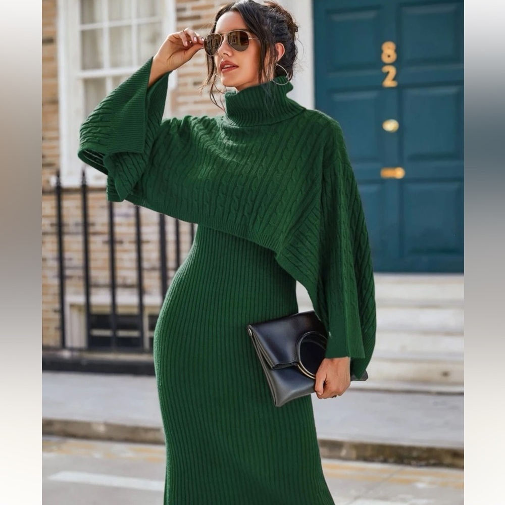 Turtle Neck Sweater & Sweater Dress - 2 piece